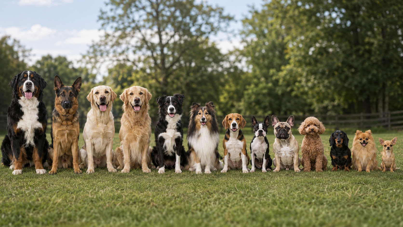 Happy dogs sitting together