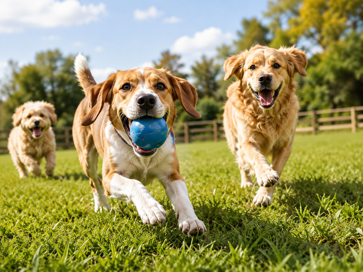 Dogs playing together at Daisy Downs