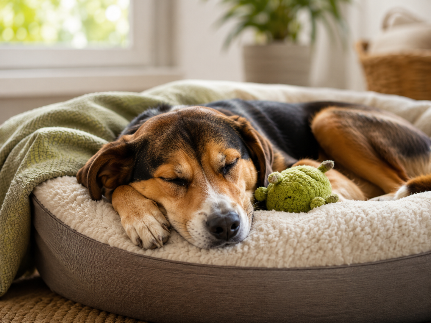Dog resting comfortably